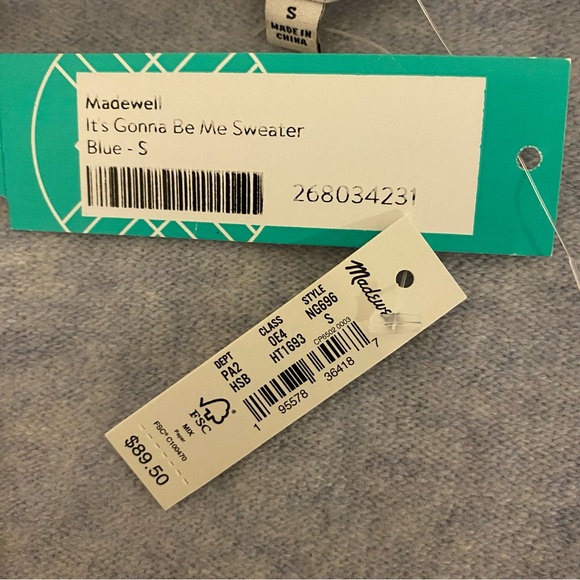 NWT Madewell Small Blue It’s Gonna Be Me Cropped Sweater - Picture 7 of 14